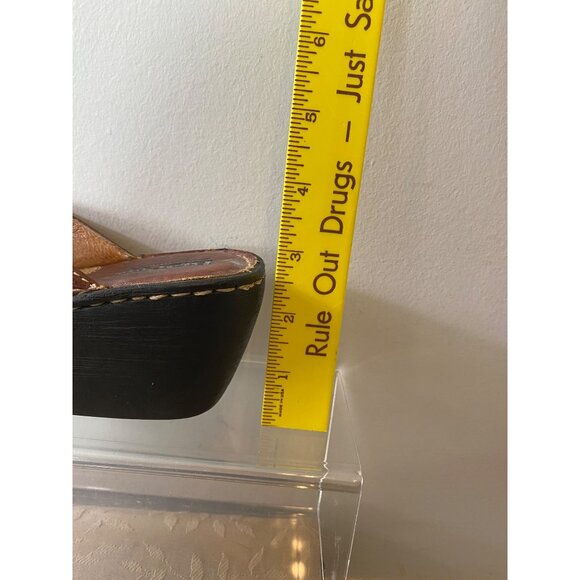 Born Sandals Womens Brown Leather Buckle Slip-On Wedge Shoes Size 7 - Picture 10 of 10